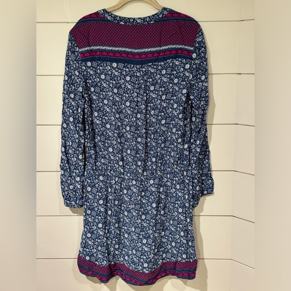 NEW GAP Split Neck Print Drop Waist Long Sleeve Dress Size M - Picture 7 of 11